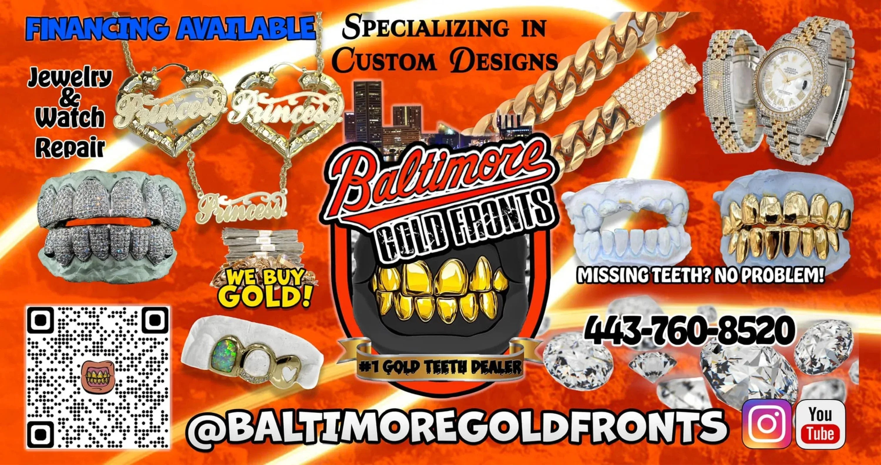 4 Gold Teeth: 14k 2 Nugget Cut 2 Solid W/ Diamond Cutz Edge and Back Bridge image 2