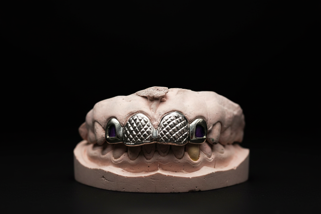 4 Silver Teeth: 2 Diamond Cut 2 Open Face