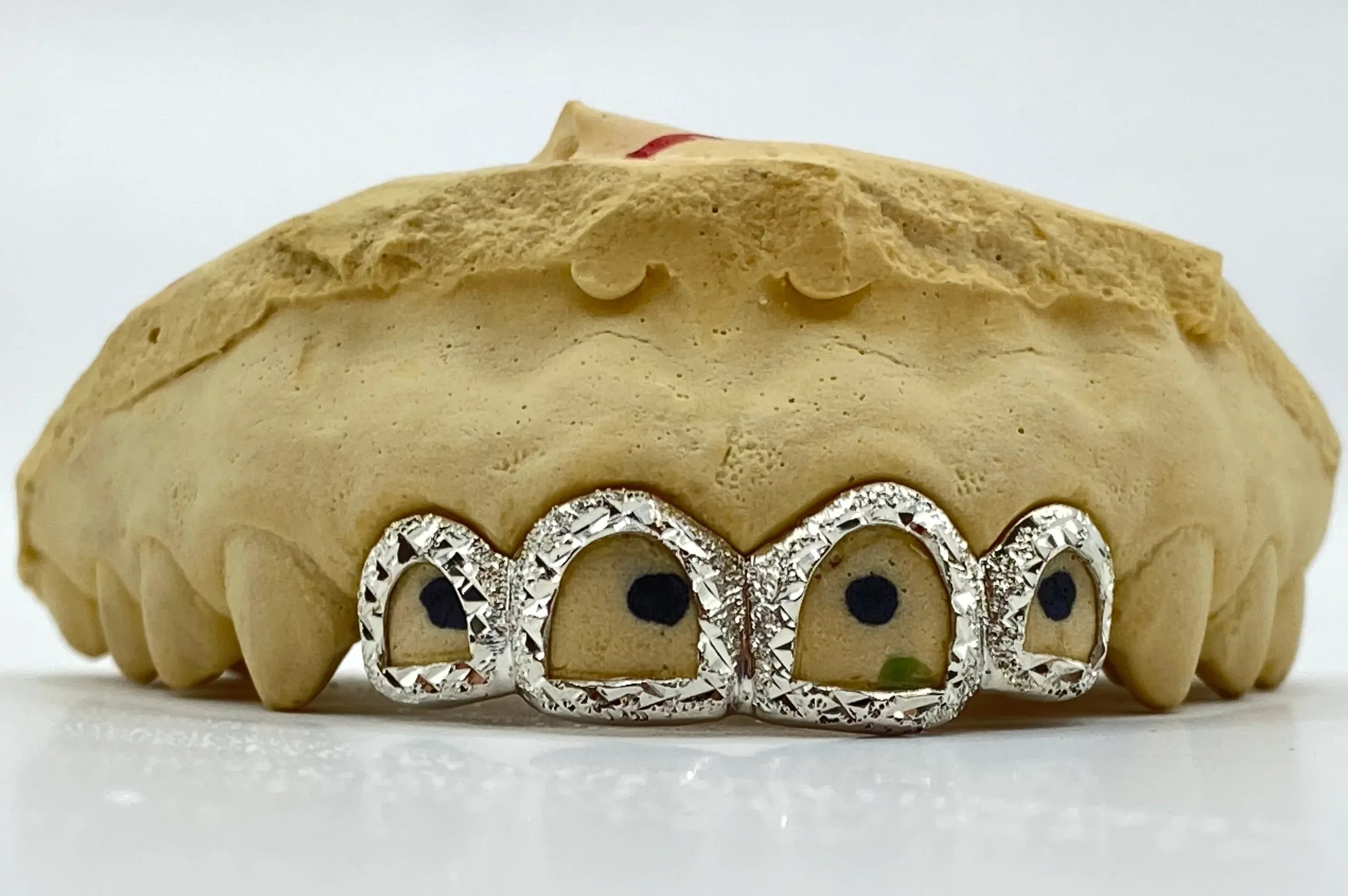 4 Silver Teeth: Open Face With Diamond Cutz On Trim image 2