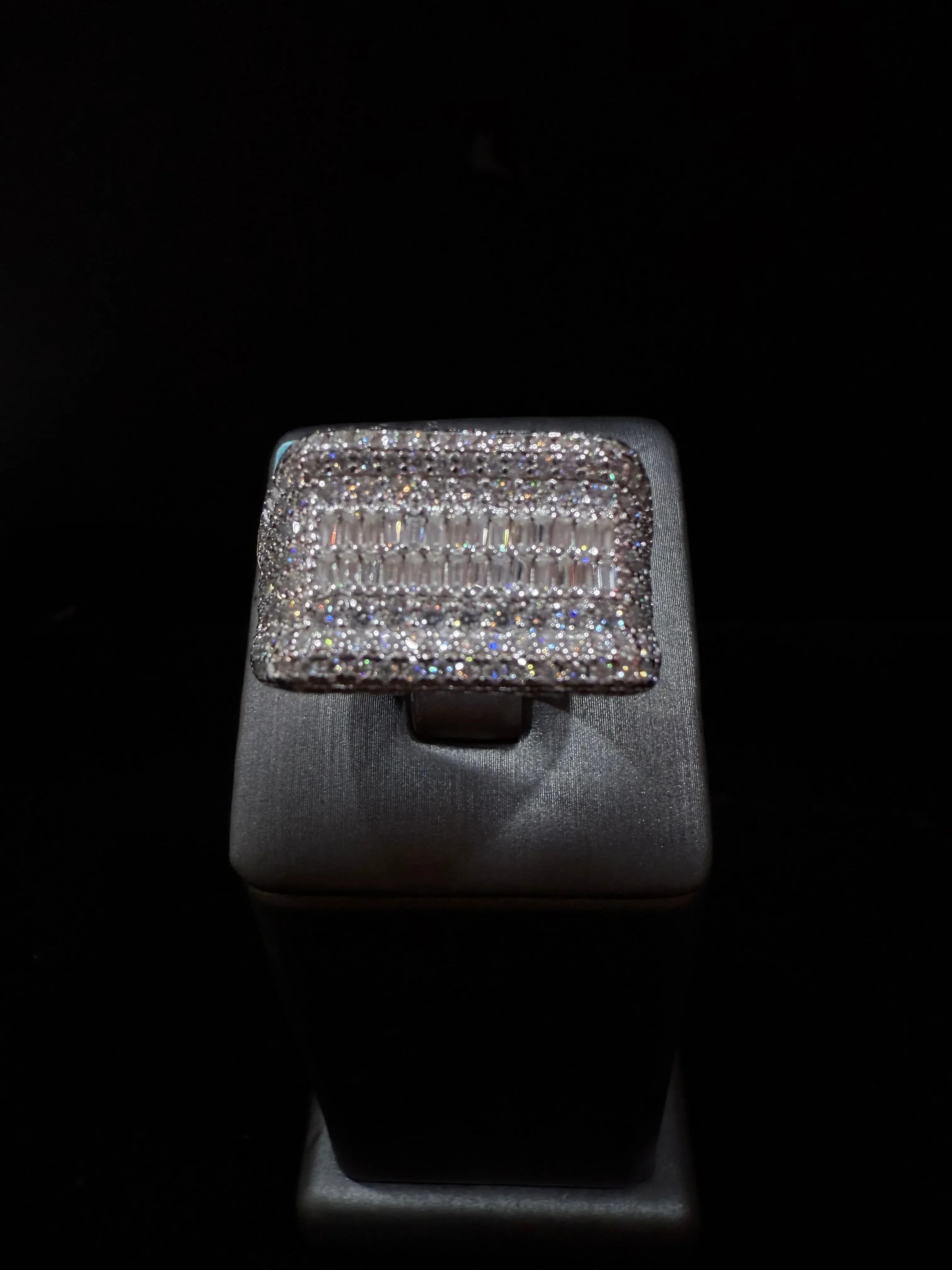 Fully Flooded Square Baguette & Pavé Statement Ring. image 0